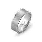 Sanded White Gold Concave Wedding Band