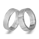 White Gold Matt Wedding Band w/ Diamonds - Birgie Diamant | Fine Jewellery - Diamant & Edelstein Schmuck