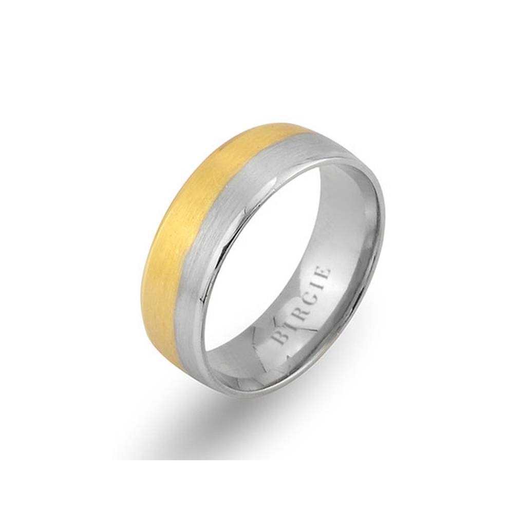 White and Yellow Gold Asymmetric Wedding Band