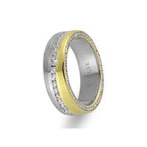 White and Yellow Gold Asymmetric Wedding Band w/ Diamonds