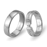 White Gold Asymmetric Matt Wedding Band w/ Diamonds