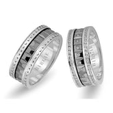 White Gold Geometric Formed Wedding Band w/ Triplet Diamonds