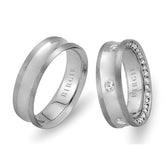 White Gold Concave Wedding Band w/ Diamonds