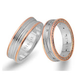 White and Rose Gold Wedding Band w/ Diamonds