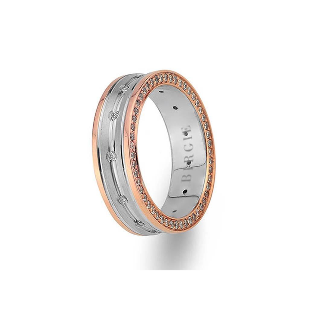 White and Rose Gold Wedding Band w/ Diamonds