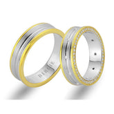 White and Yellow Gold Wedding Band w/ Diamonds