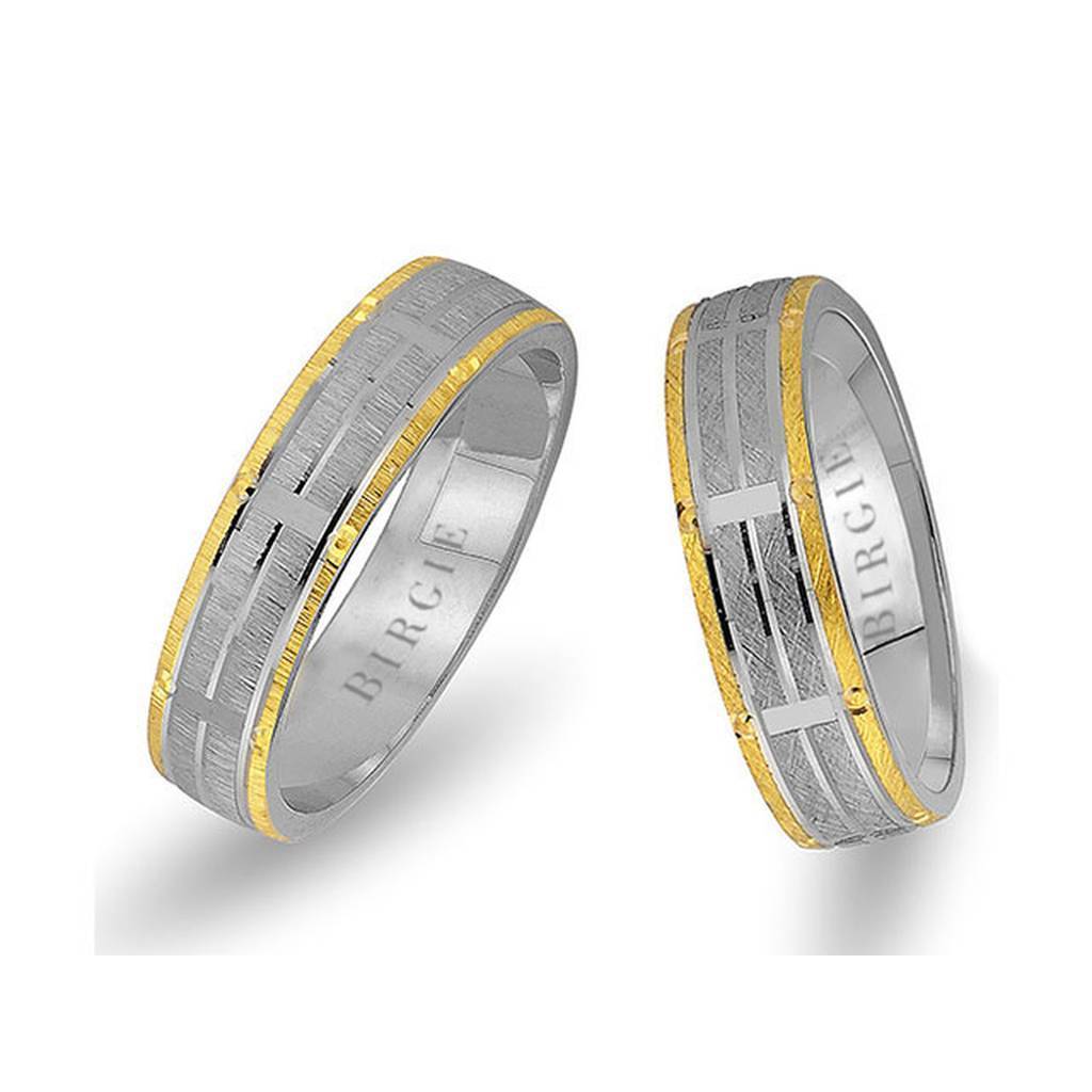 White and Yellow Gold Akropolis Wedding Band