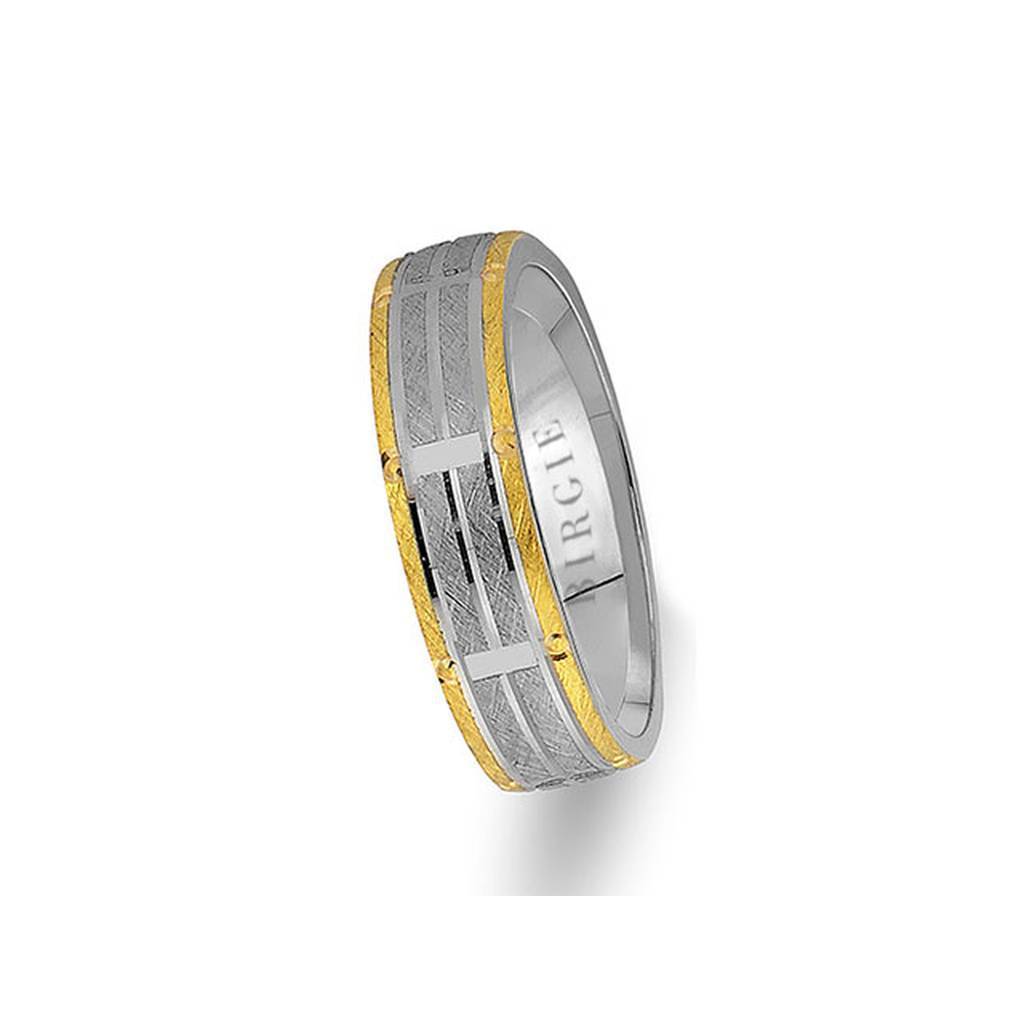 White and Yellow Gold Akropolis Wedding Band