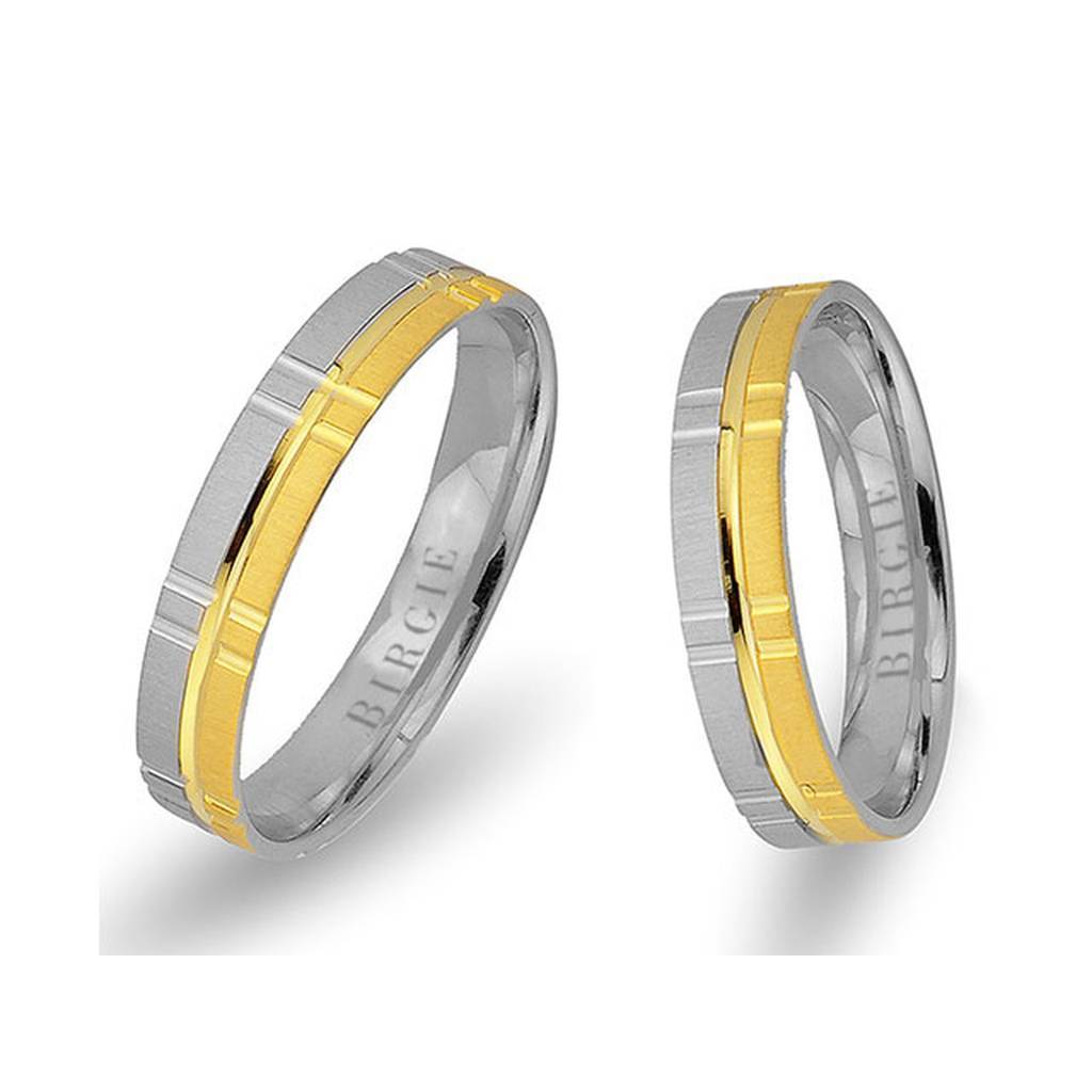 White and Yellow Gold Ugarit Wedding Band