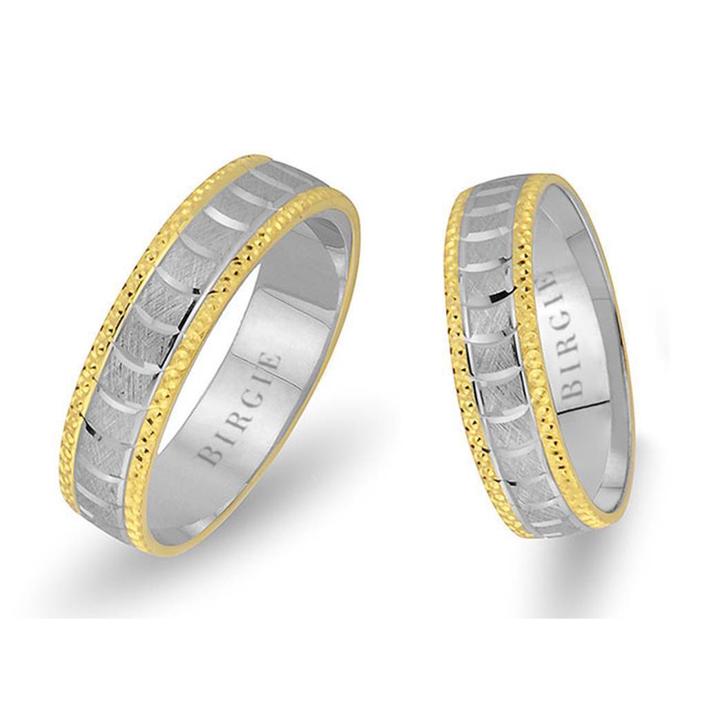 White and Yellow Gold Nemrut Wedding Band