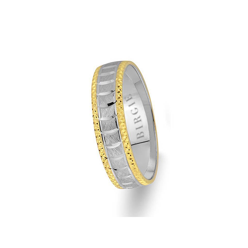 White and Yellow Gold Nemrut Wedding Band