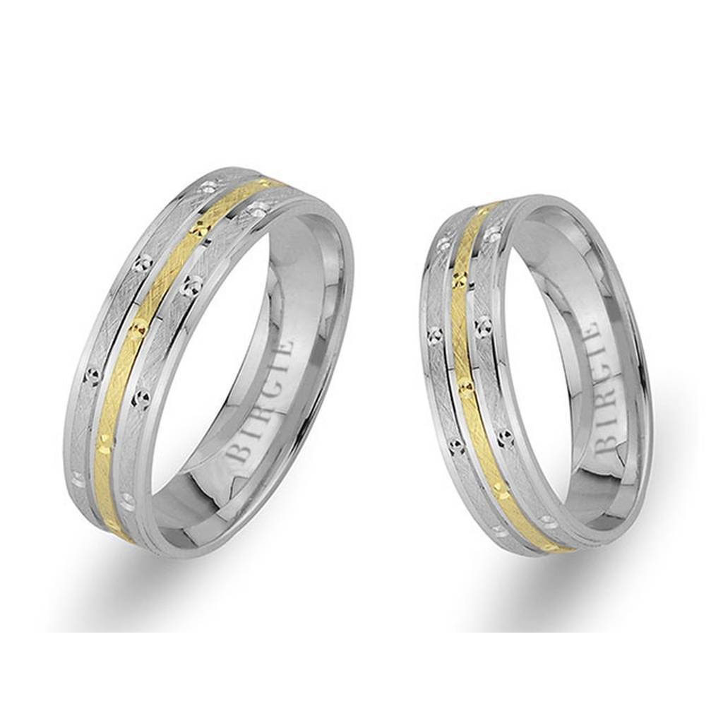 White and Yellow Gold Olympos Wedding Band