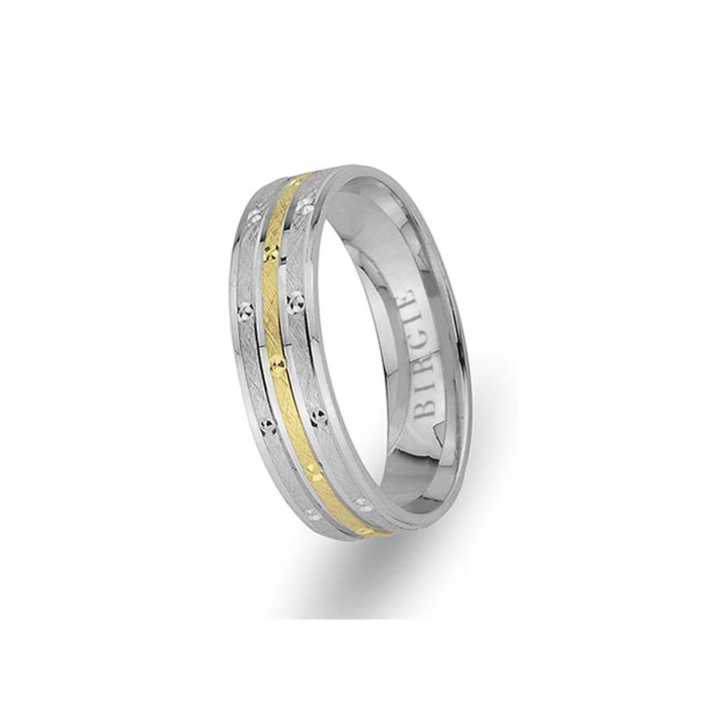 White and Yellow Gold Olympos Wedding Band