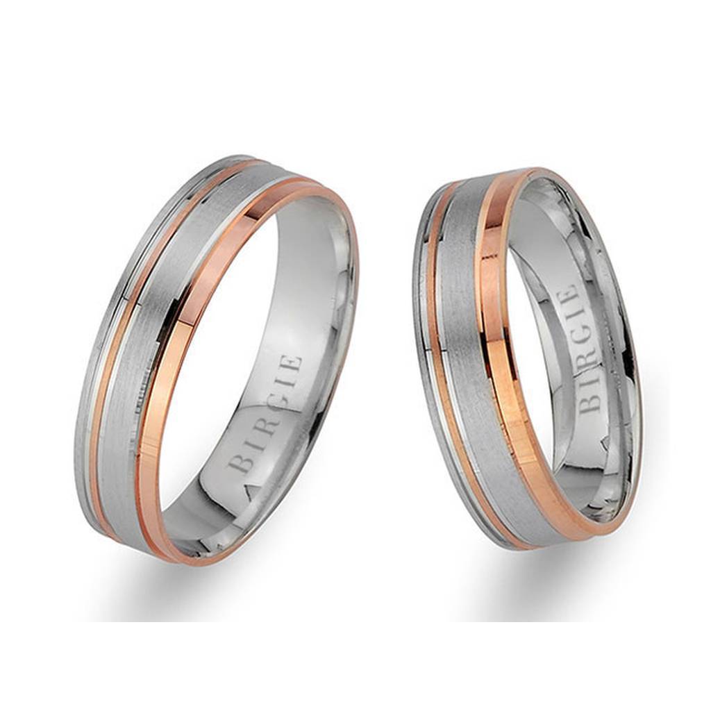 White and Rose Gold Nishapur Wedding Band