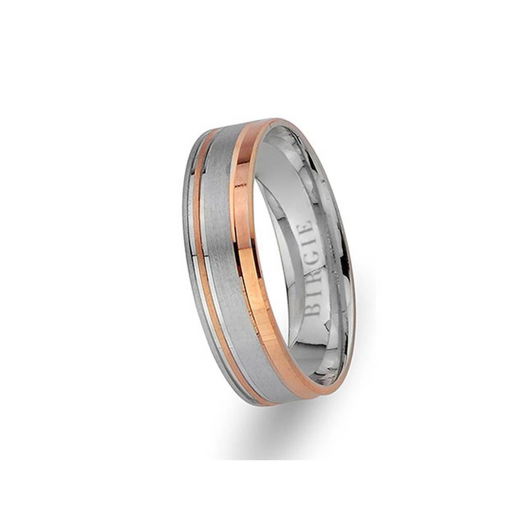 White and Rose Gold Nishapur Wedding Band