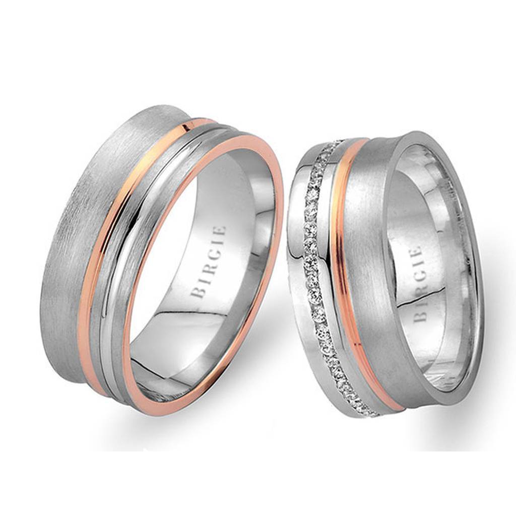 White and Rose Gold Utarit Wedding Band w/ Diamonds