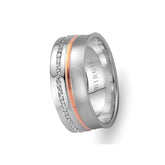 White and Rose Gold Utarit Wedding Band w/ Diamonds