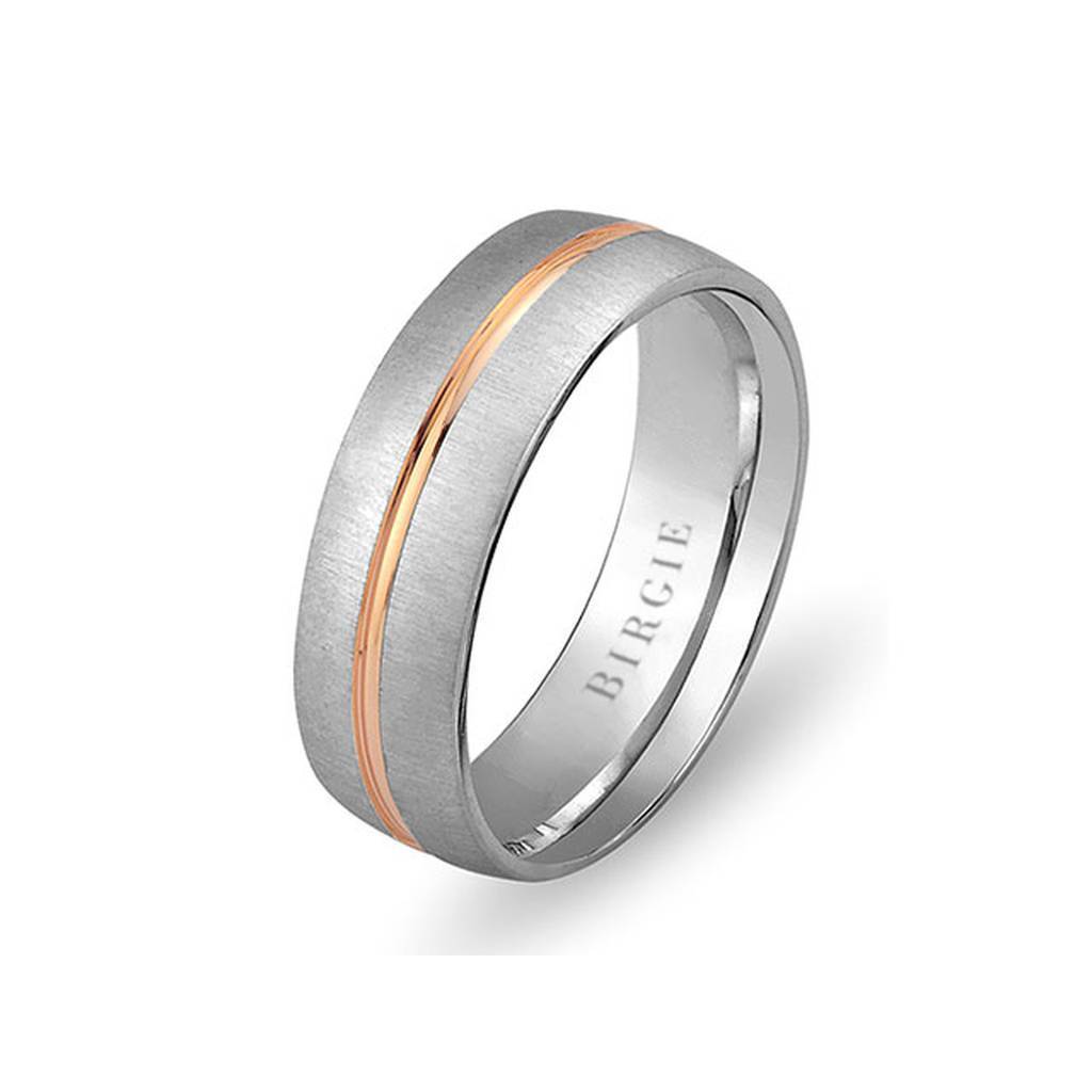 White and Rose Gold West Wedding Band