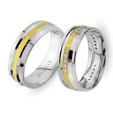 White and Yellow Gold Sureyya Wedding Band w/ Diamonds