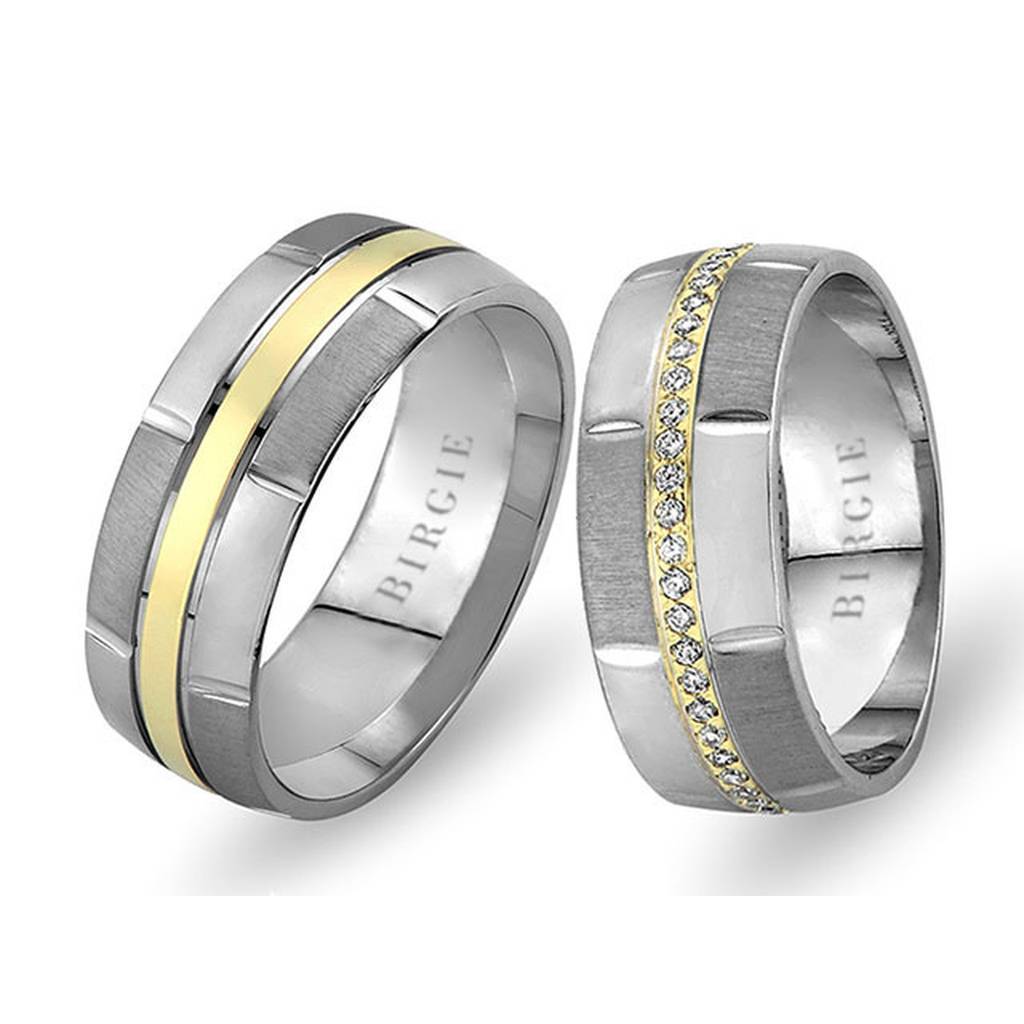 White and Yellow Gold Pervin Wedding Band w/ Diamonds