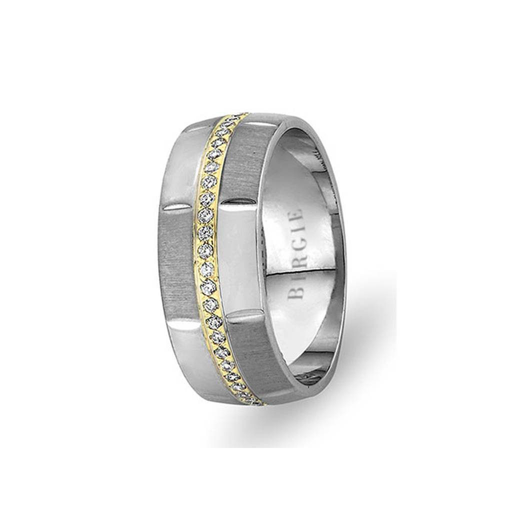 White and Yellow Gold Pervin Wedding Band w/ Diamonds