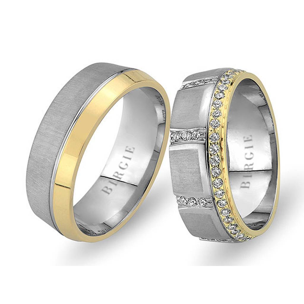 White and Yellow Gold Hamel Wedding Band w/ Diamonds