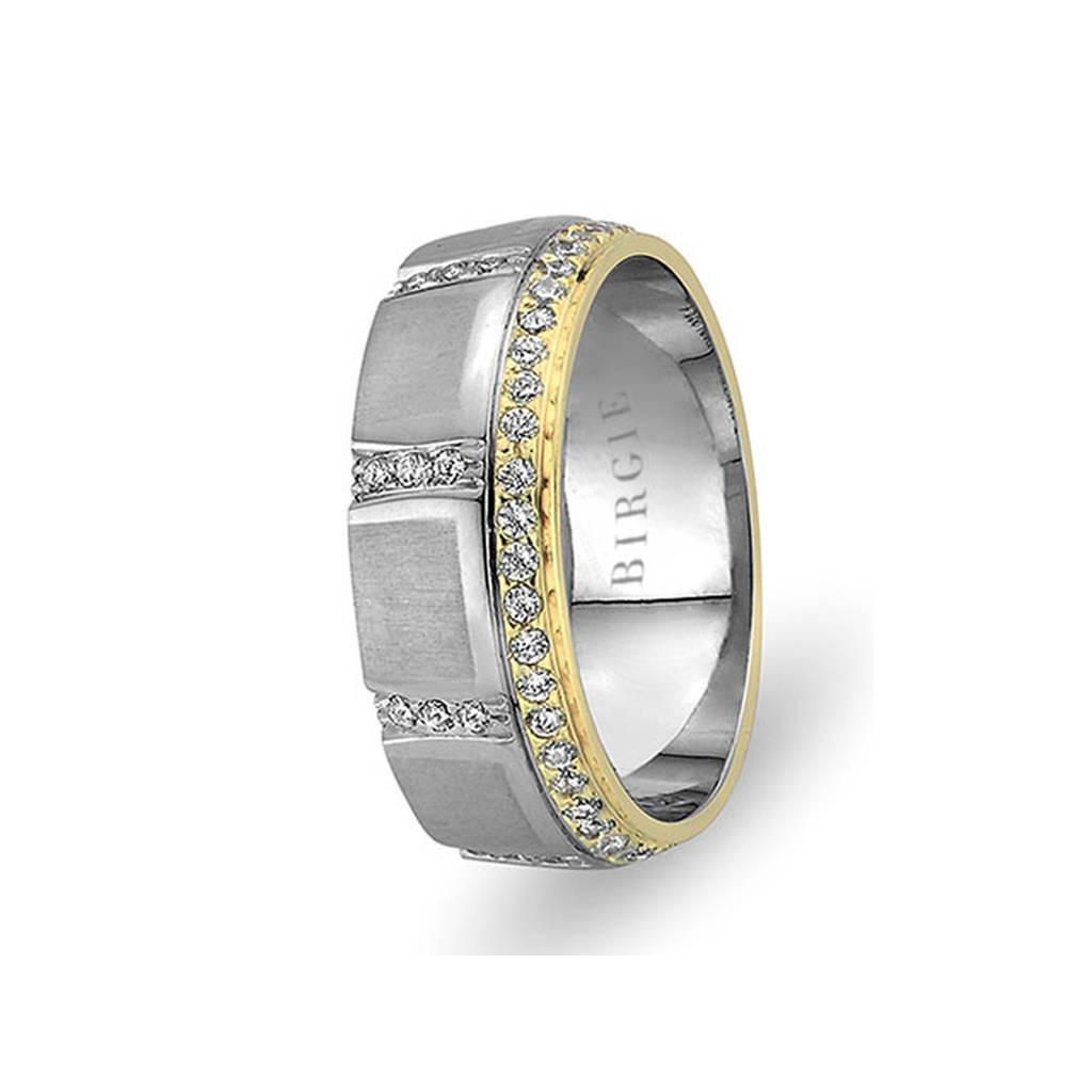 White and Yellow Gold Hamel Wedding Band w/ Diamonds