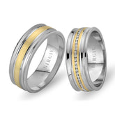 White and Yellow Gold Cevza Wedding Band w/ Diamonds