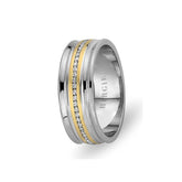 White and Yellow Gold Cevza Wedding Band w/ Diamonds