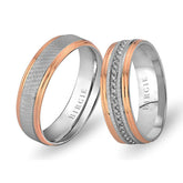 White and Rose Gold Mizan Wedding Band w/ Diamonds