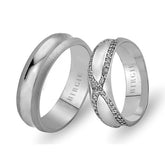 White Gold Delv Wedding Band w/ Twin Line Diamonds