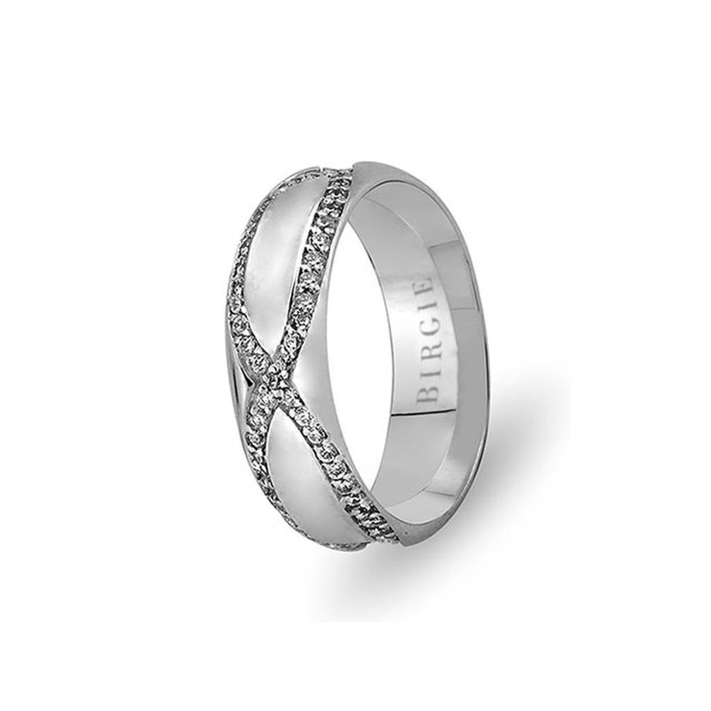 White Gold Delv Wedding Band w/ Twin Line Diamonds