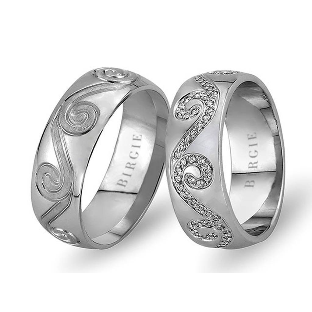 White Gold Floral Wedding Band w/ Diamonds