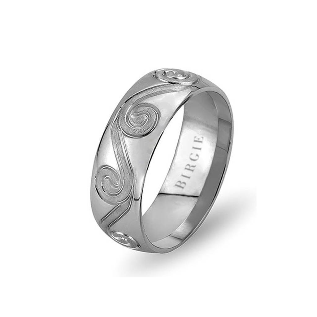 White Gold Floral Wedding Band