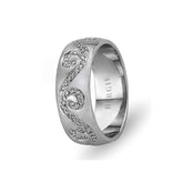 White Gold Floral Wedding Band w/ Diamonds