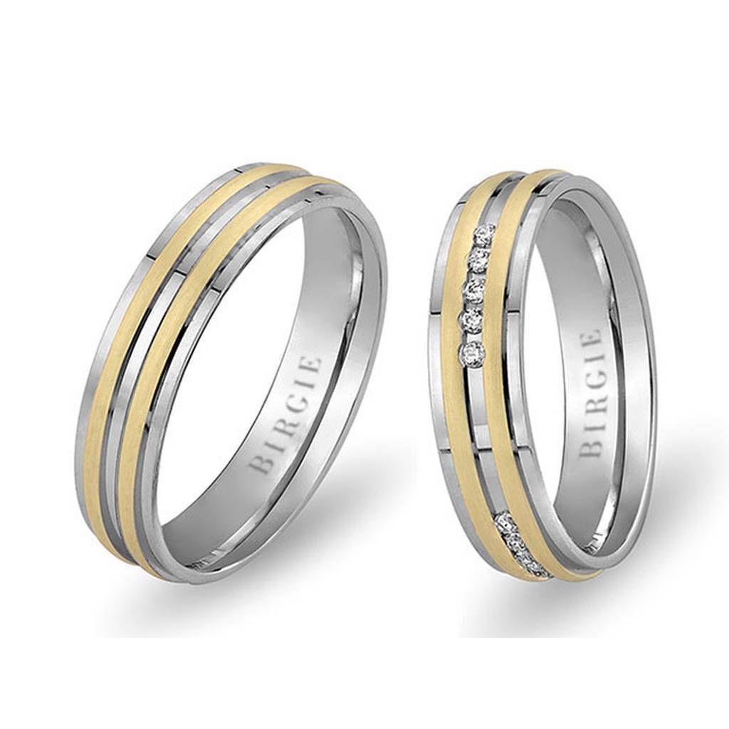 White and Yellow Gold Bora Bora Wedding Band w/ Diamonds