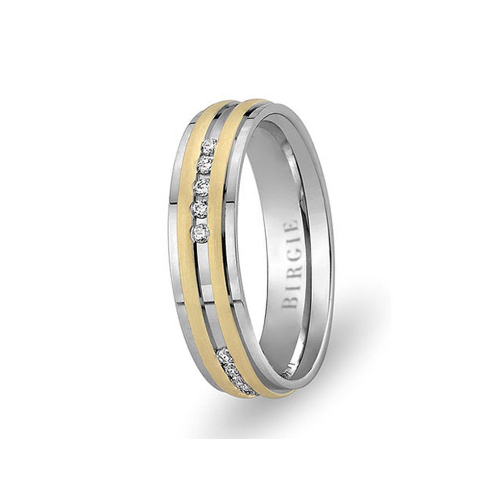 White and Yellow Gold Bora Bora Wedding Band w/ Diamonds