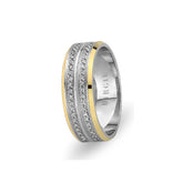 White and Yellow Gold Phuket Wedding Band w/ Twin Line Diamonds