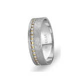 White and Yellow Gold Matt Aruba Wedding Band w/ Diamonds