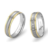 White and Yellow Gold Havana Wedding Band w/ Diamonds