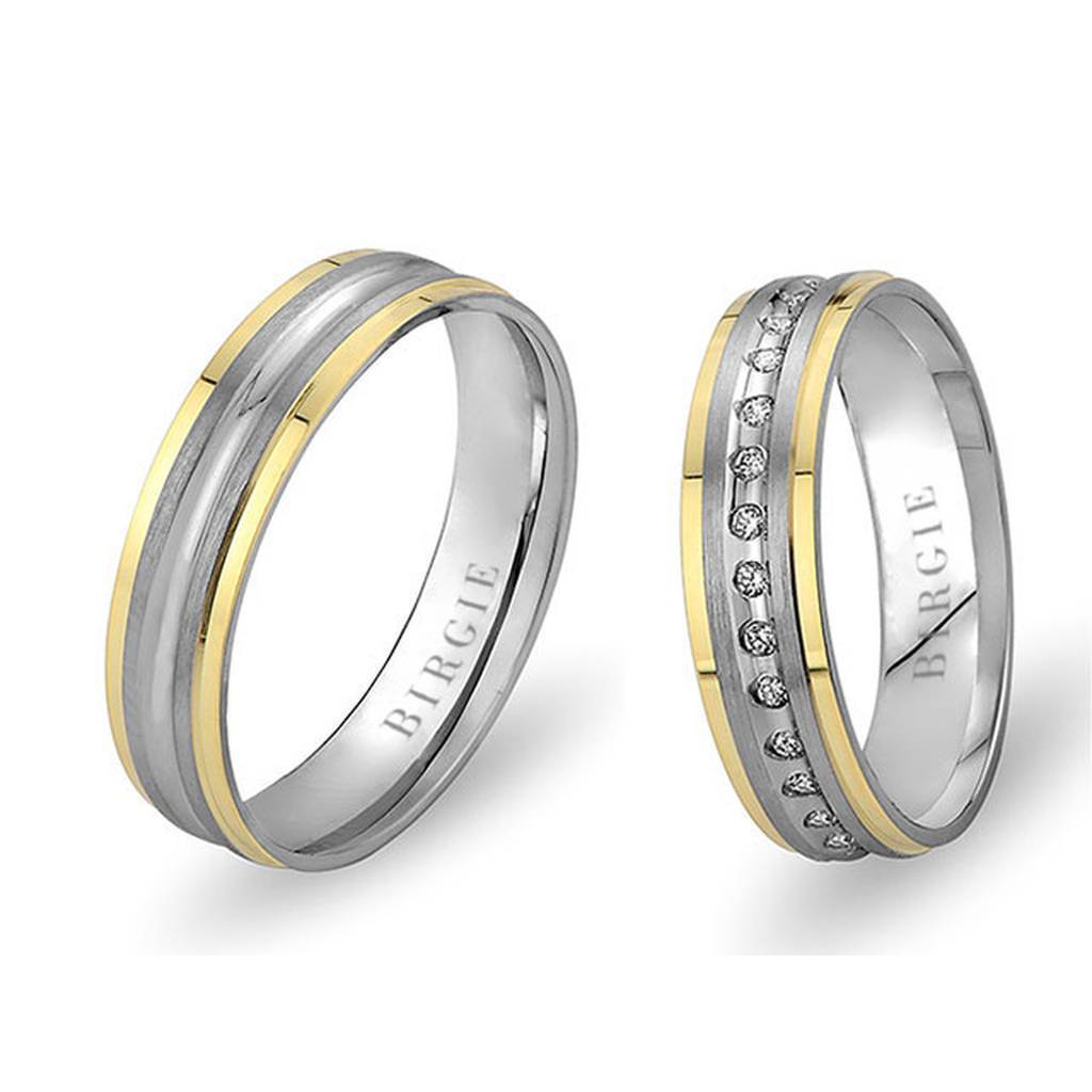 White and Yellow Gold Hava Wedding Band w/ Diamonds - Birgie Diamant | Fine Jewellery - Diamant & Edelstein Schmuck