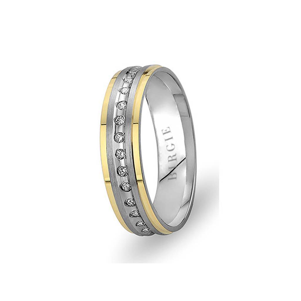 White and Yellow Gold Hava Wedding Band w/ Diamonds - Birgie Diamant | Fine Jewellery - Diamant & Edelstein Schmuck