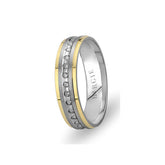 White and Yellow Gold Havana Wedding Band w/ Diamonds