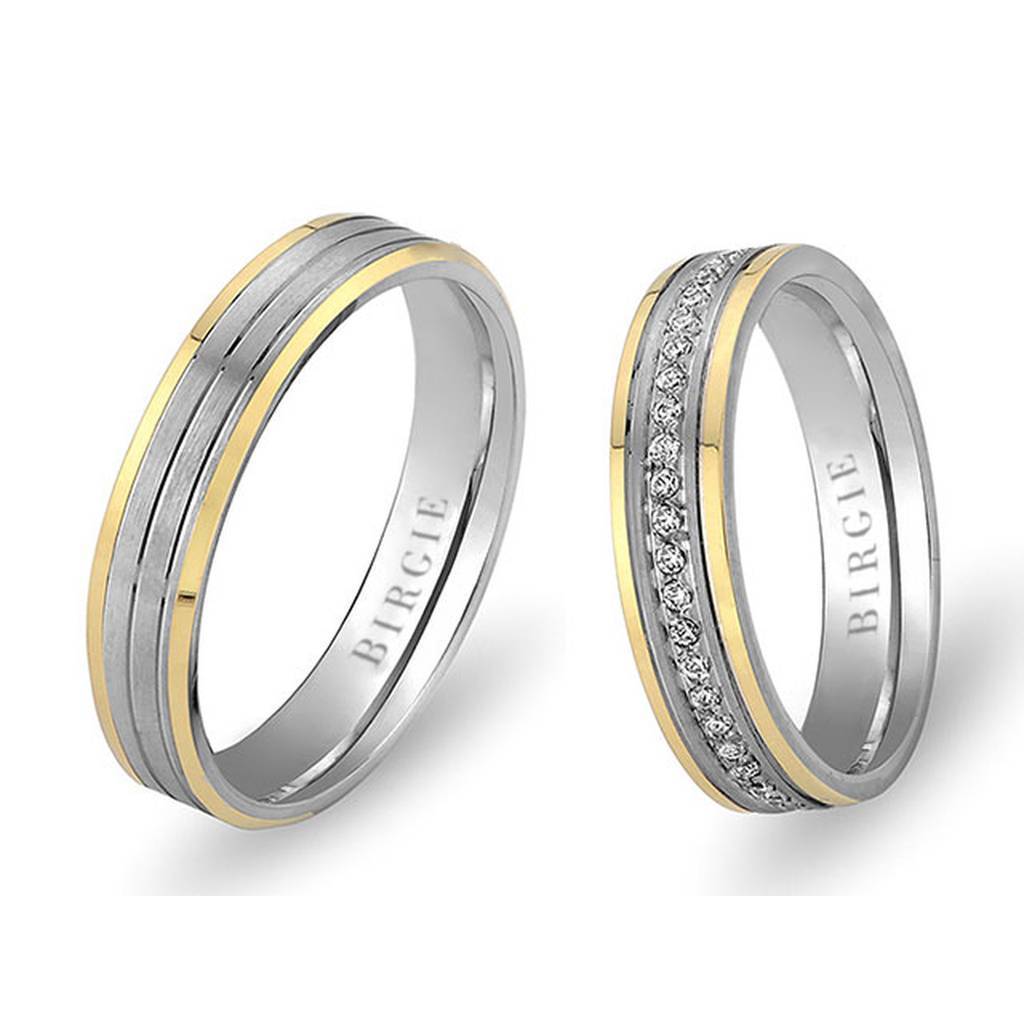 White and Yellow Gold Martinique Wedding Band w/ Diamonds