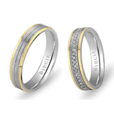 White and Yellow Gold Martinique Wedding Band w/ Diamonds