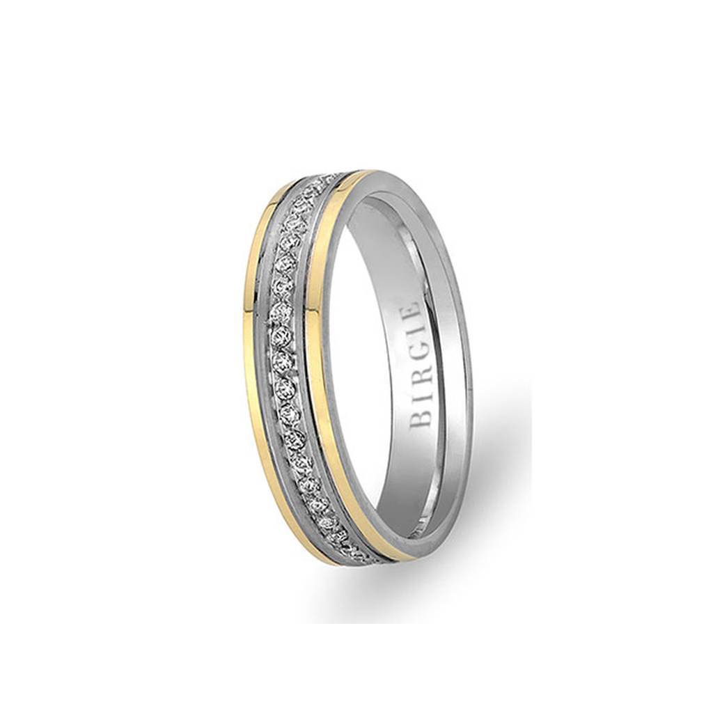 White and Yellow Gold Martinique Wedding Band w/ Diamonds