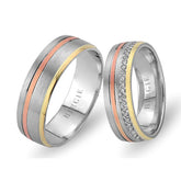 White, Rose and Yellow Gold Bali Wedding Band w/ Diamonds - Birgie Diamant | Fine Jewellery - Diamant & Edelstein Schmuck