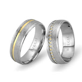 White and Yellow Gold Bahama Wedding Band w/ Diamonds