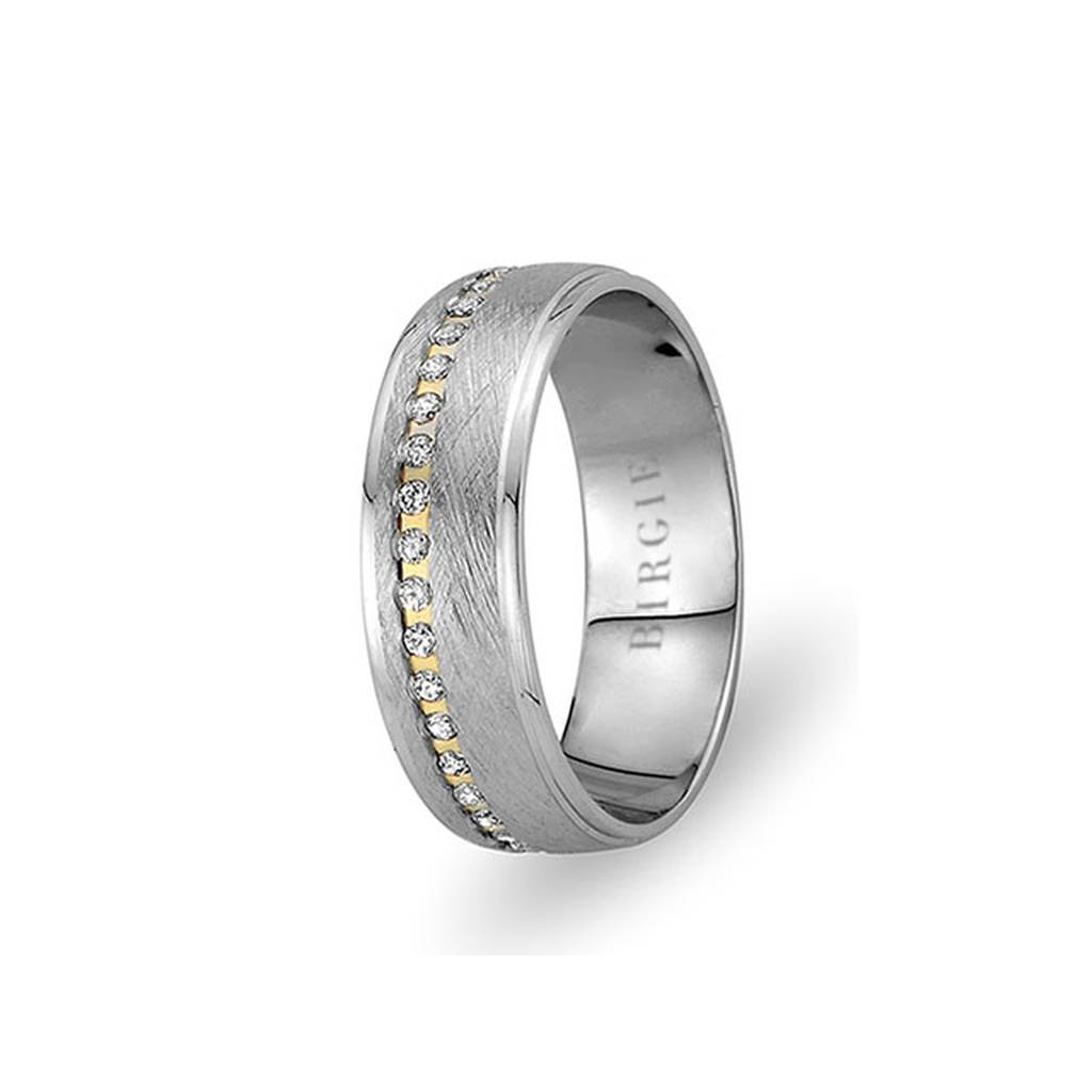 White and Yellow Gold Bahama Wedding Band w/ Diamonds