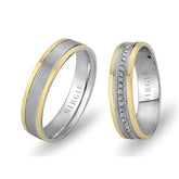 White and Yellow Gold Belize Wedding Band w/ Diamonds